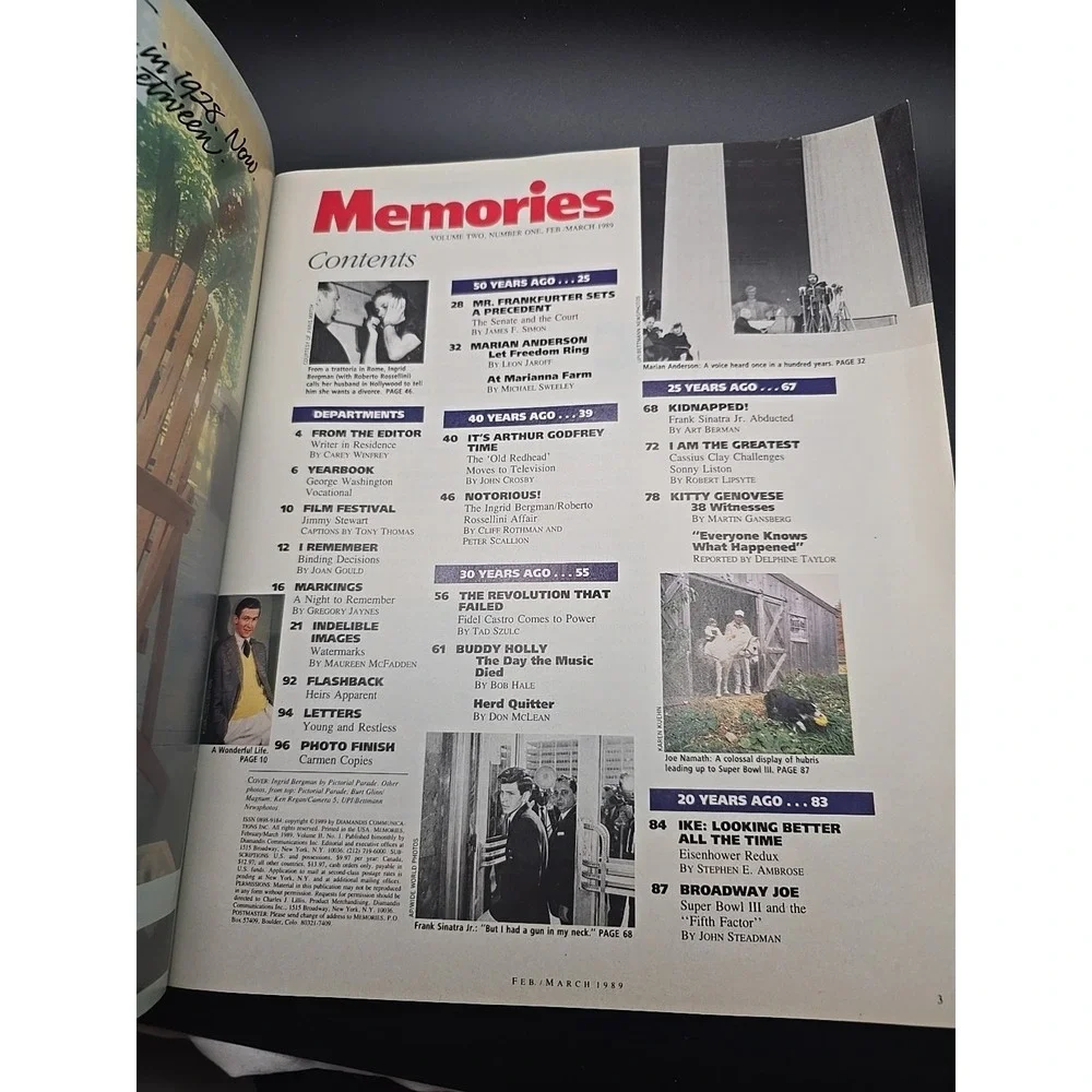 Memories Magazine Feb/March 1989 First Issue Ingrid Bergman Cassius Clay Vintage